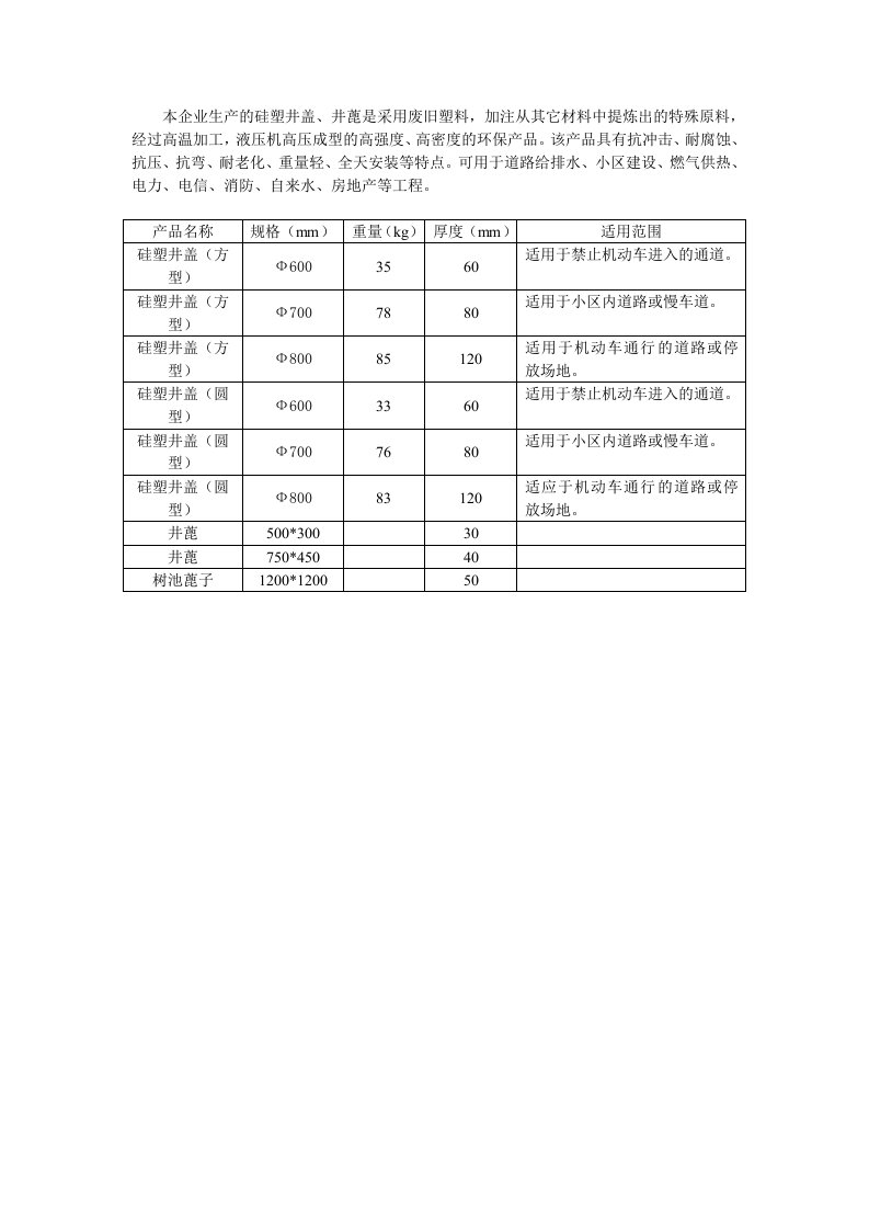 本企业生产的硅塑井盖