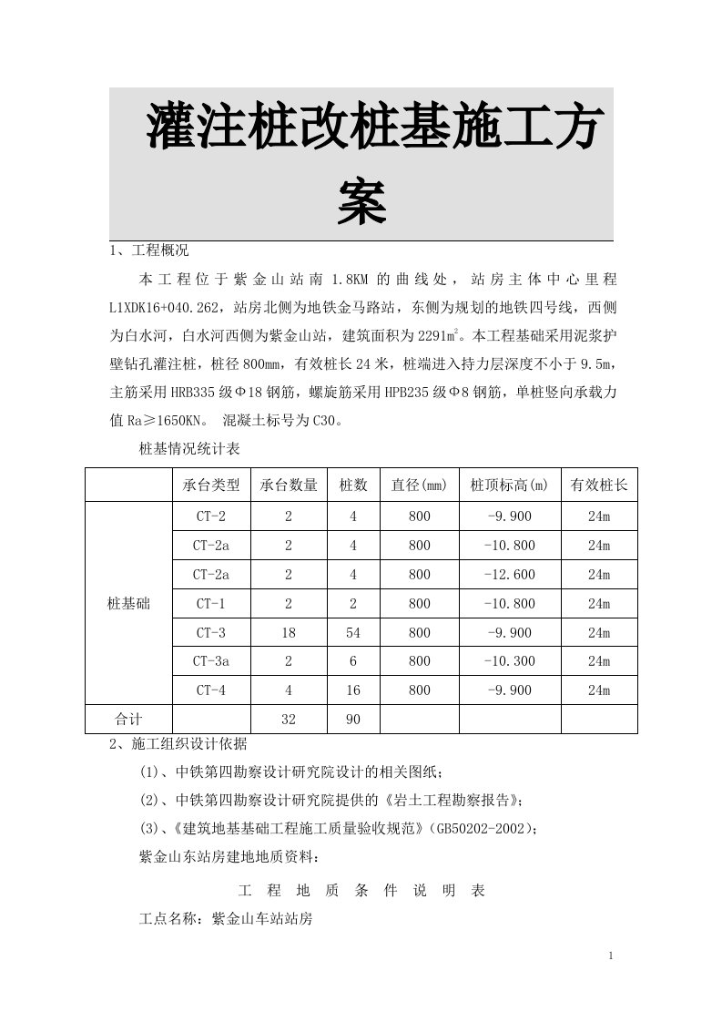 灌注桩改桩基施工方案