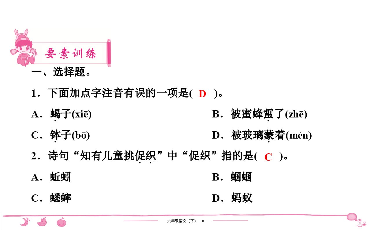 六年级下册人教版语文习题课件第5单元16表里的生物