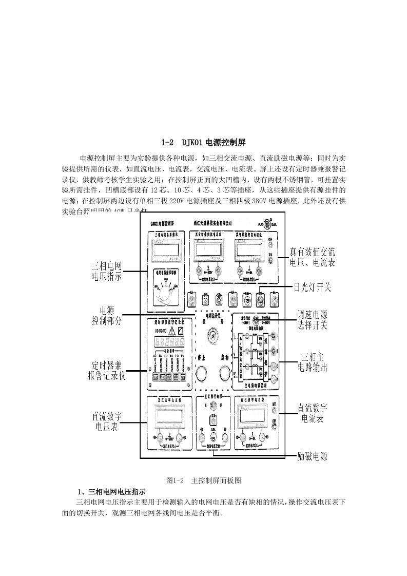 DJK01电源控制屏与各挂件功能介绍