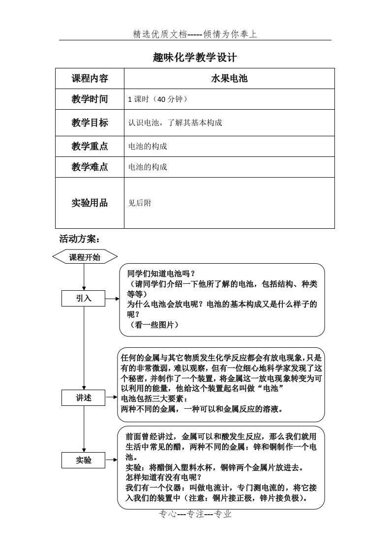 趣味化学教学设计(水果电池)(共4页)