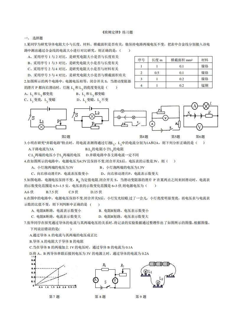 初三物理欧姆定律压轴题