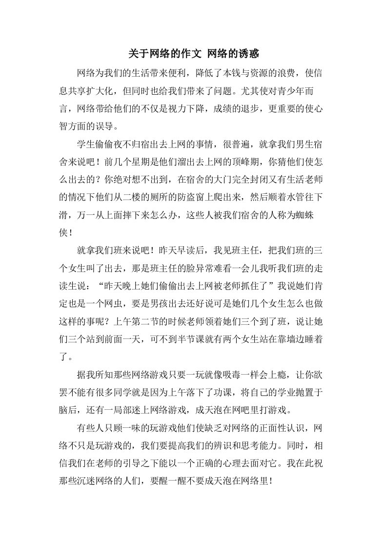 关于网络的作文