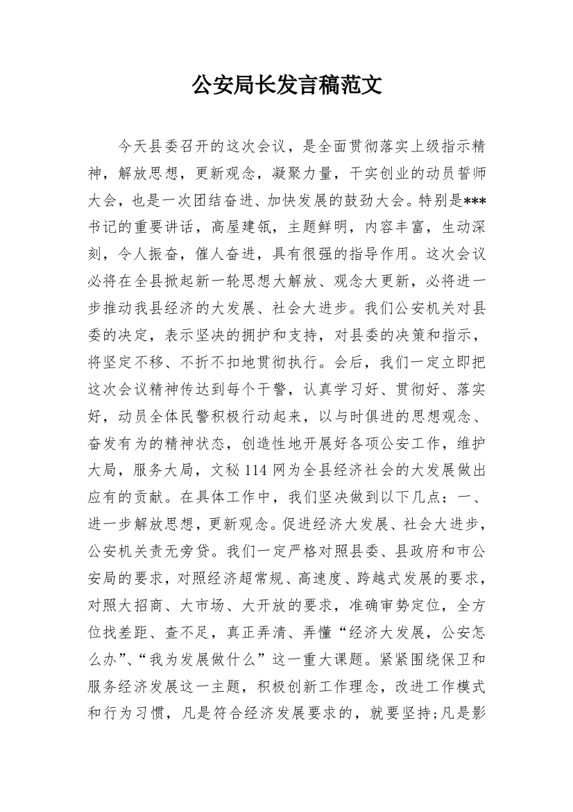 公安局长发言稿范文_2