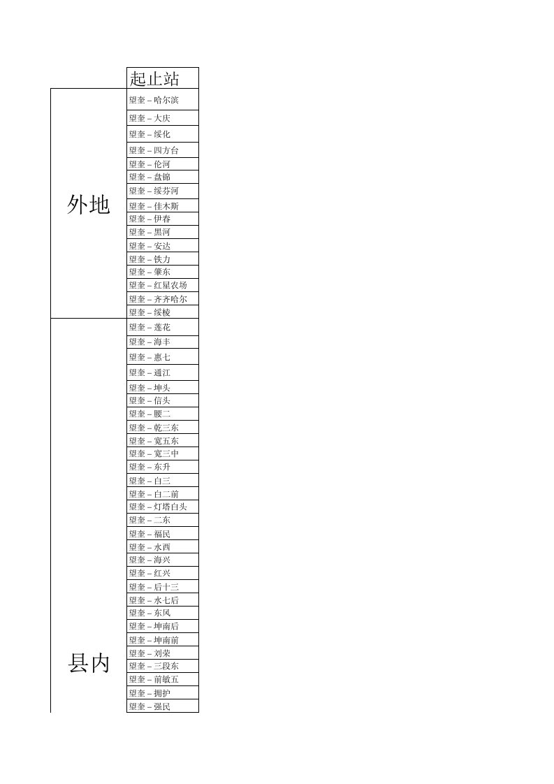 望奎县客车时刻表