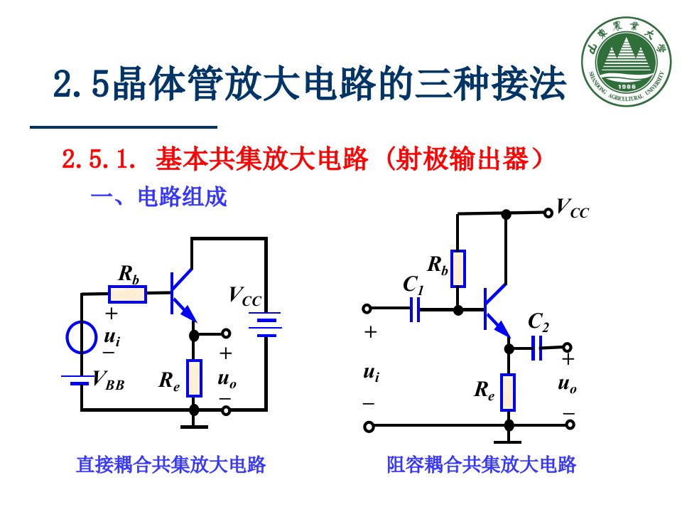 晶体管单管放大电路的三种接法