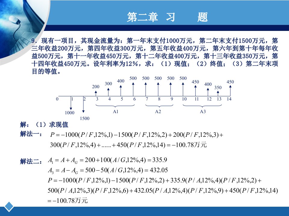 工程经济学课后习题答案计算题刘晓君答案