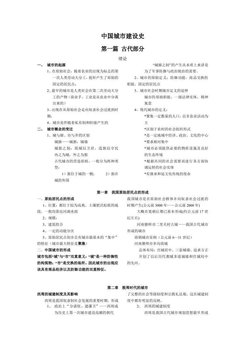 (个人总结)城市建设史期末考试资料总结