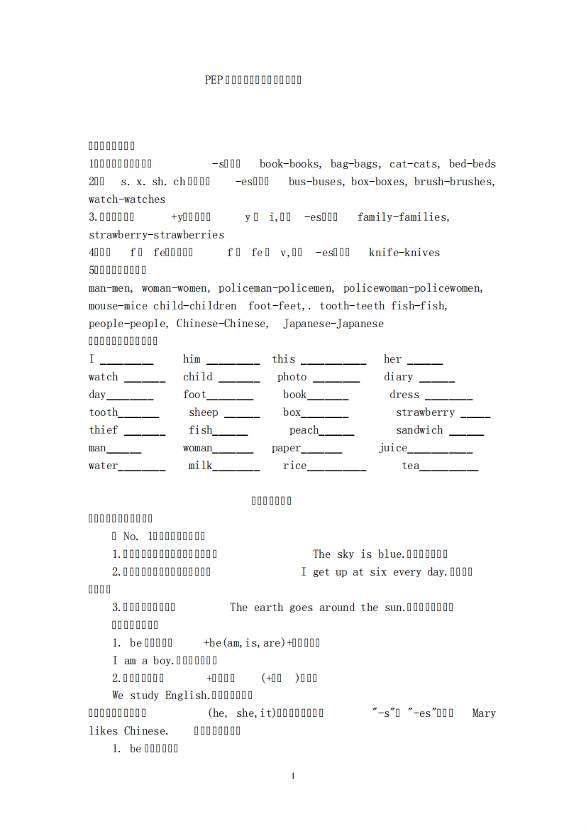 小学数学知识点大全