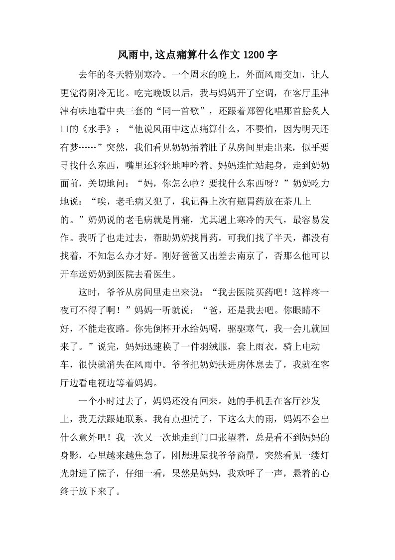 风雨中,这点痛算什么作文1200字