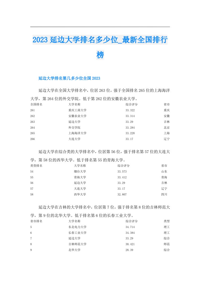 延边大学排名多少位_最新全国排行榜