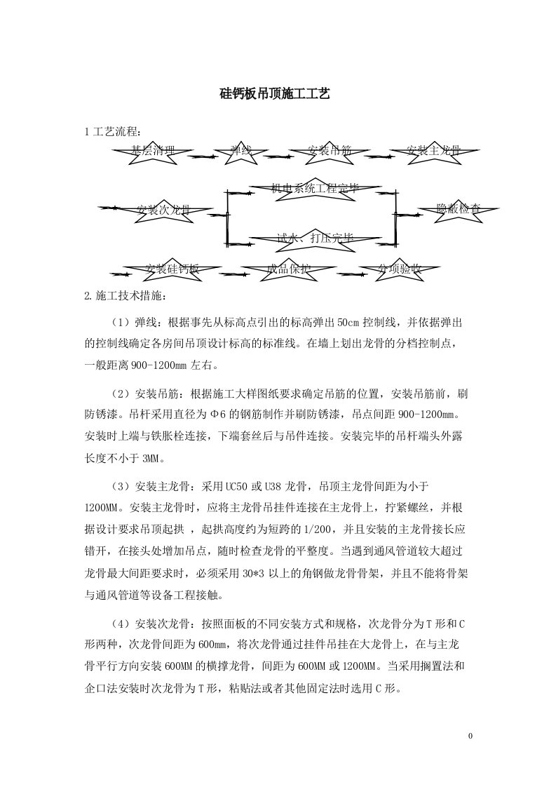 硅钙板吊顶施工工艺