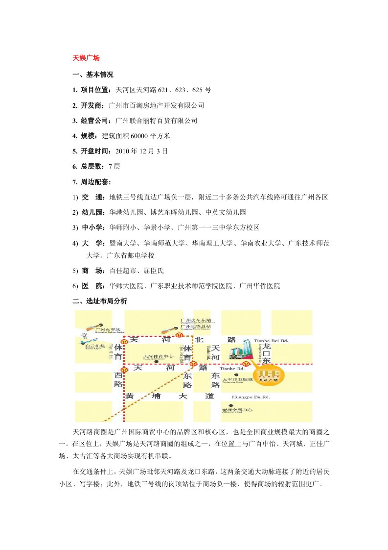 天娱广场万菱汇项目调研分析报告