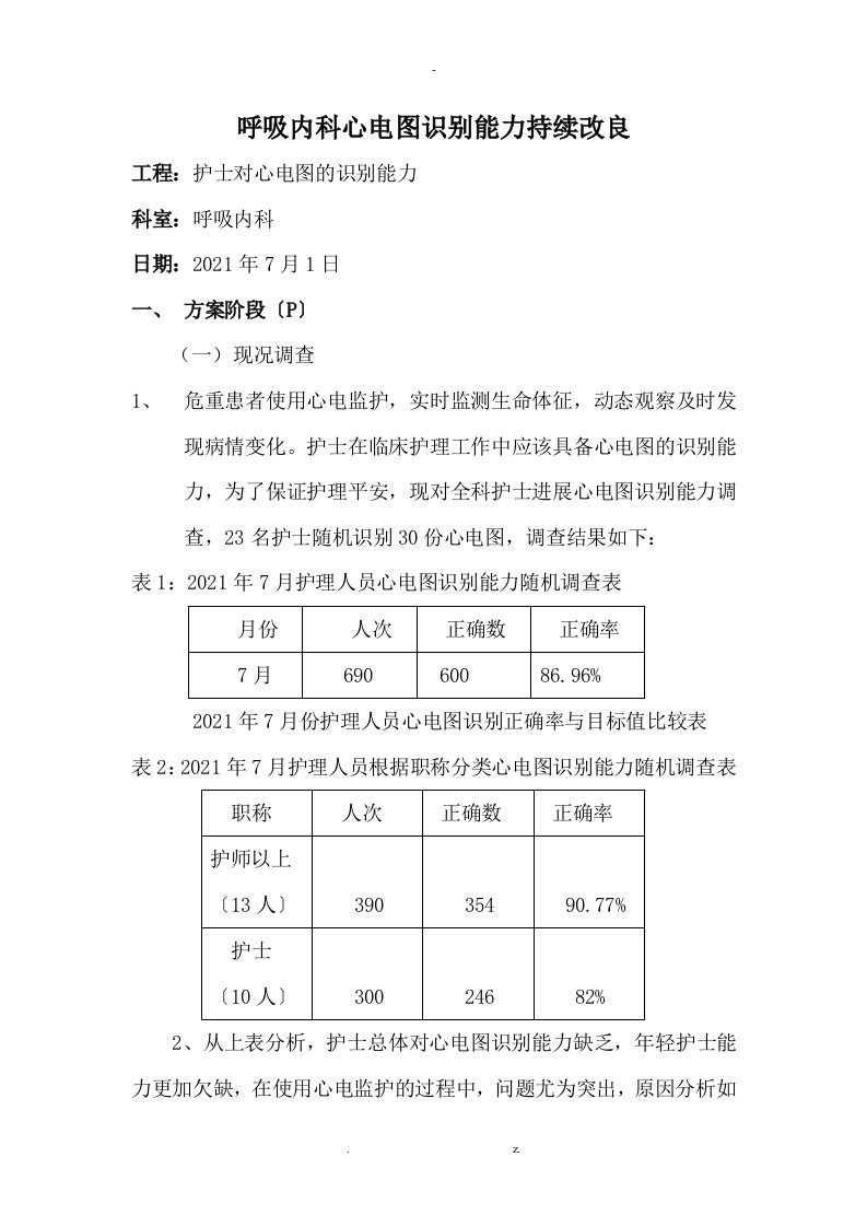 呼吸内科心电图识别能力持续改进