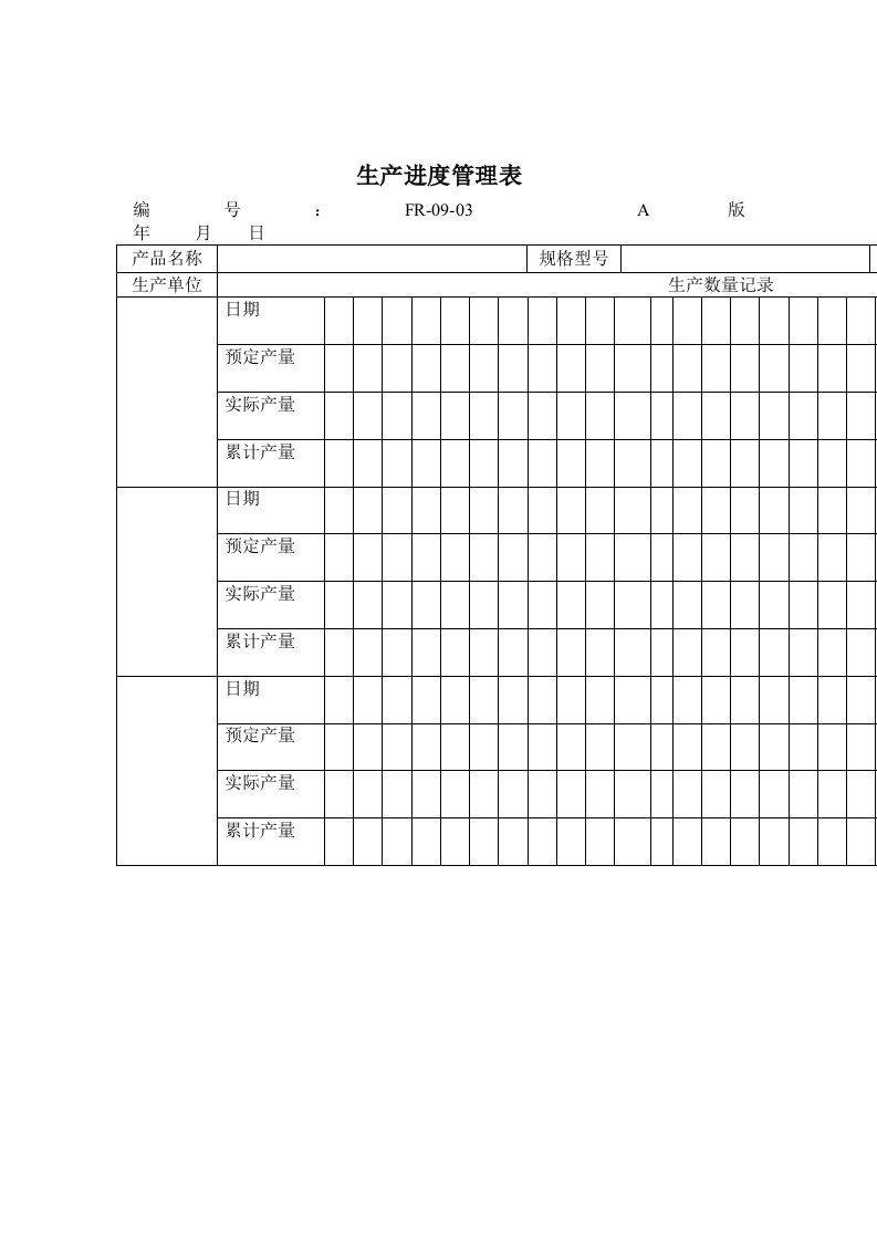 生产进度管理表格