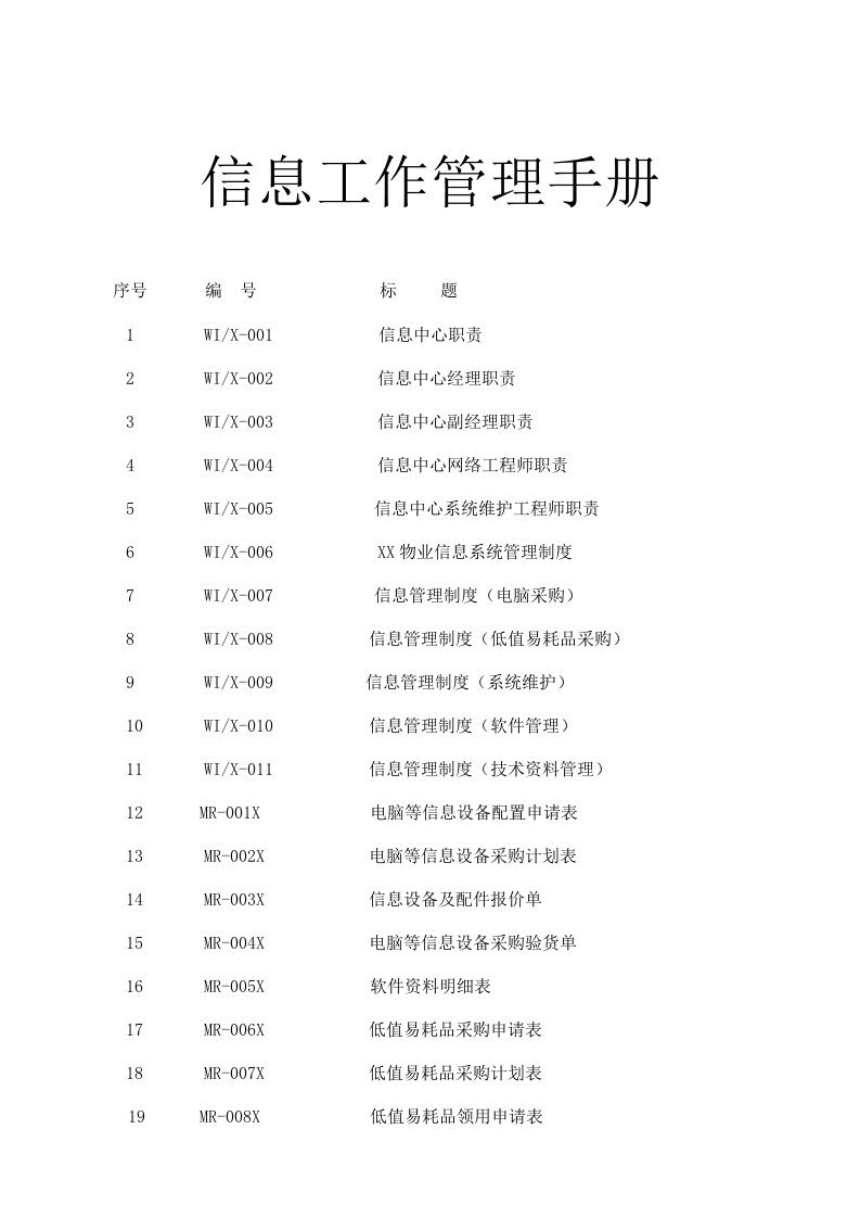 企业管理手册-某物业公司信息工作管理手册