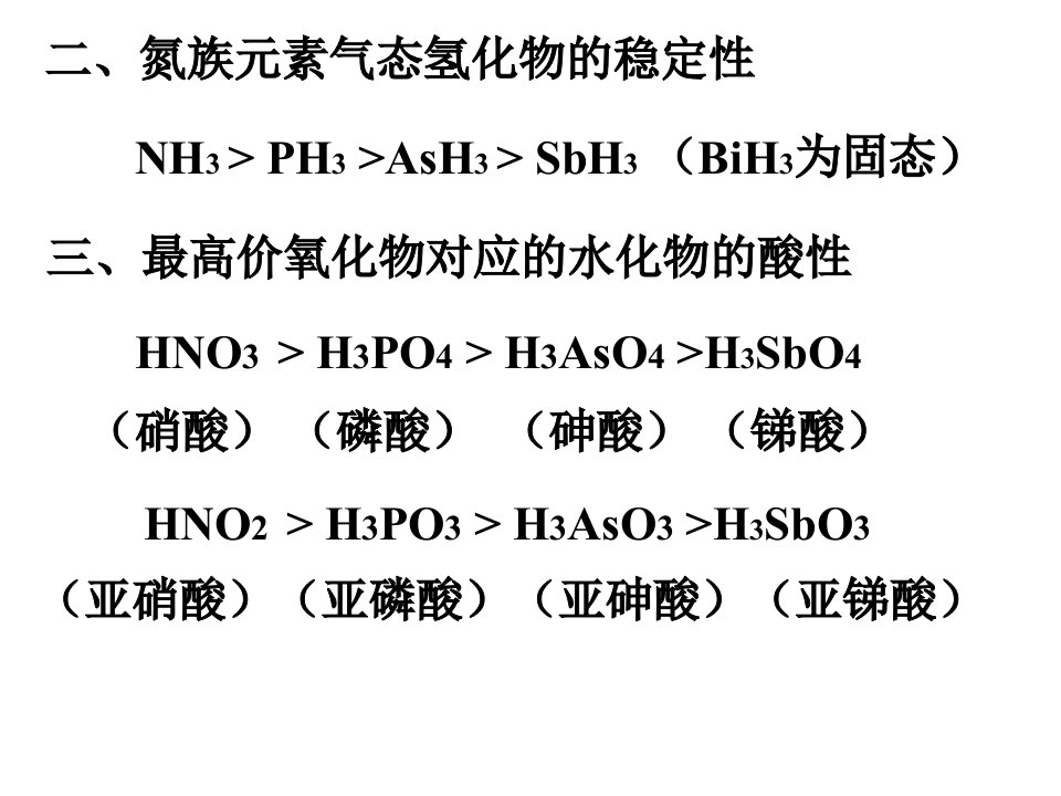 人教版化学教学课件氮族元素复习01