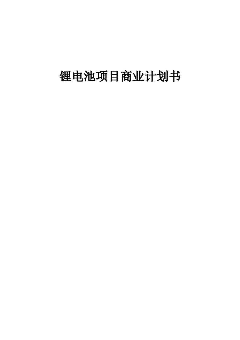 锂电池项目商业计划书