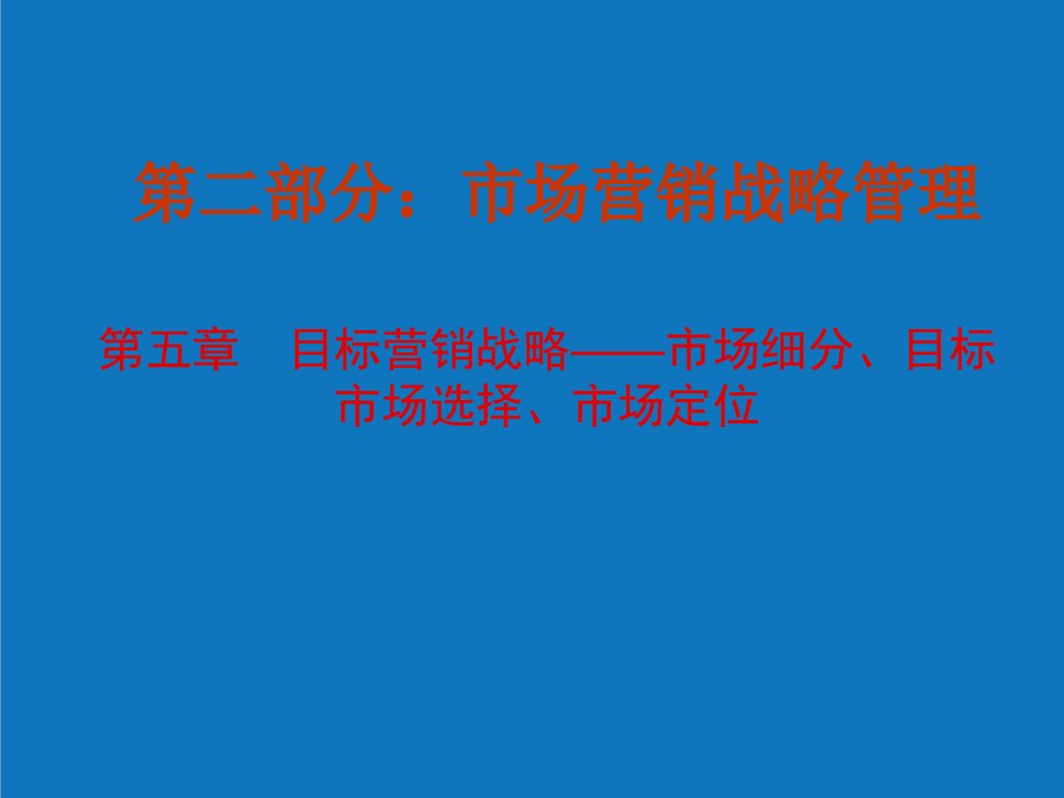 战略管理-第五章市场细分与目标市场战略新