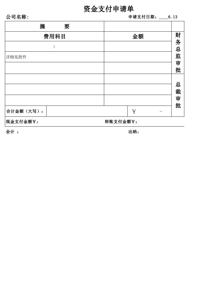 费用报销单(样板)