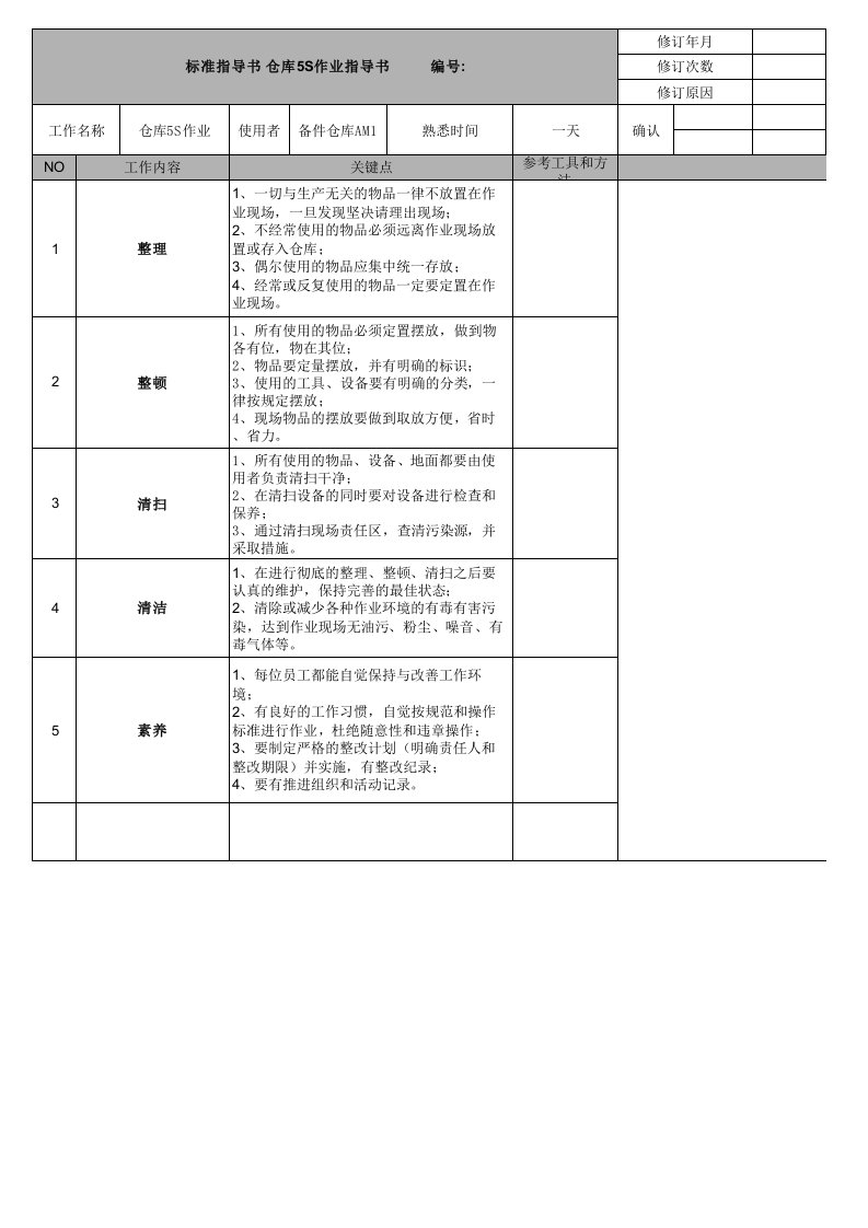 仓库5S作业指导书