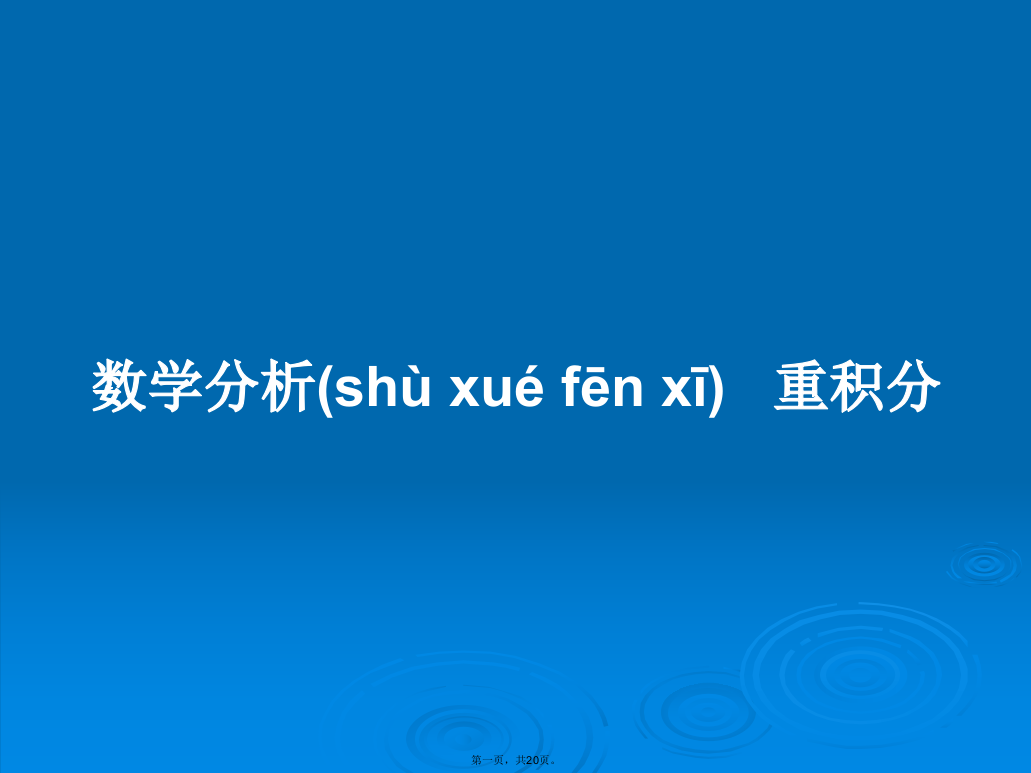 数学分析重积分学习教案