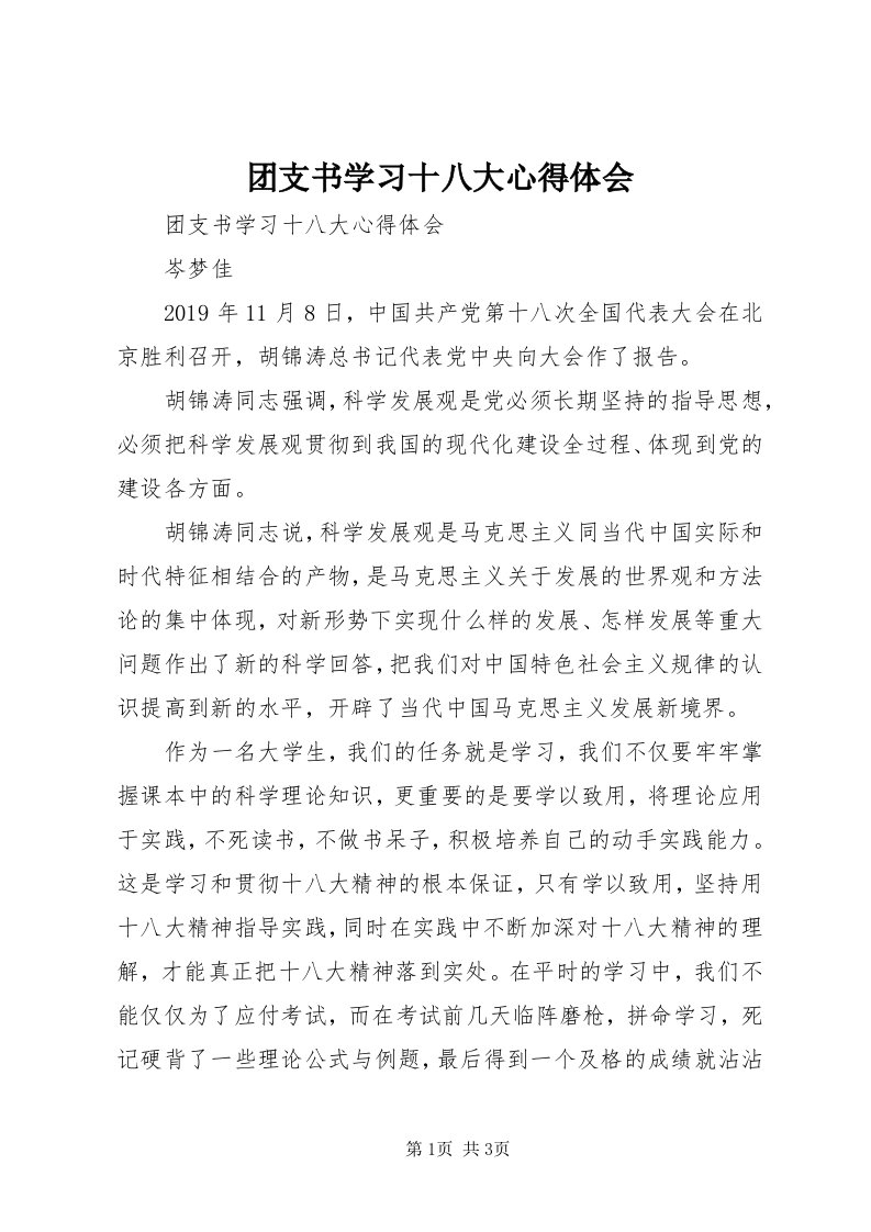 6团支书学习十八大心得体会