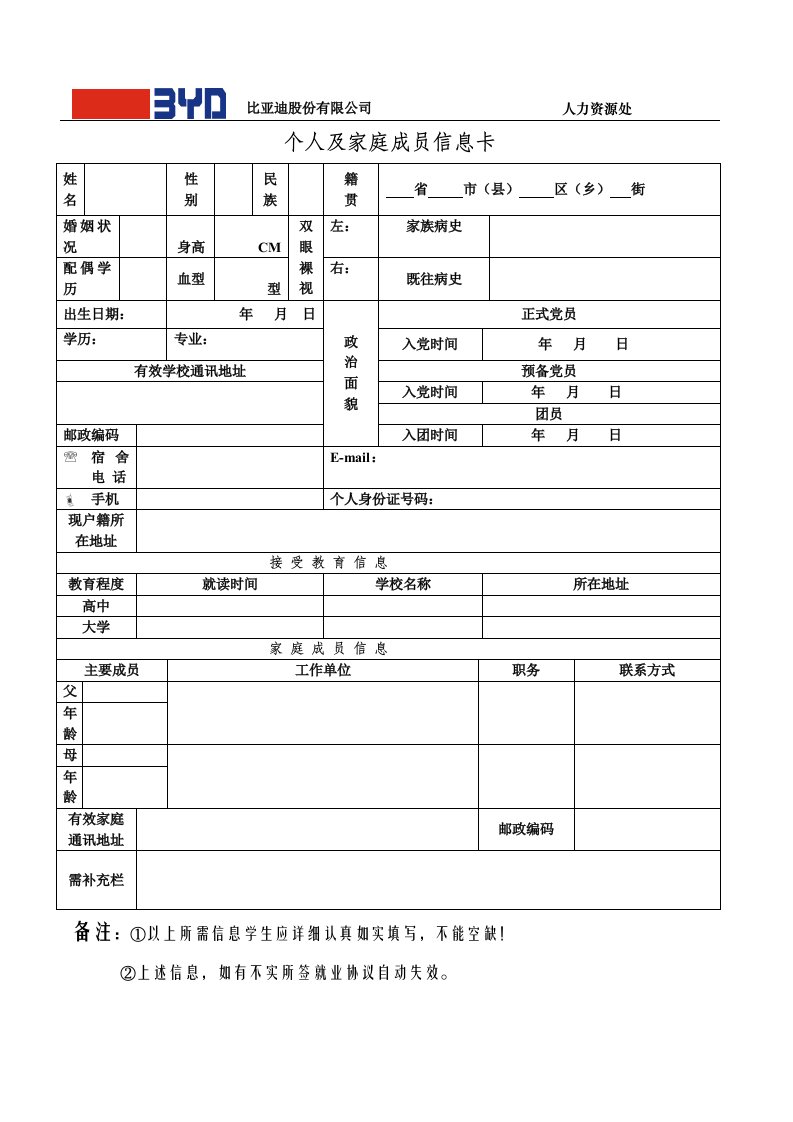 比亚迪股份有限公司人力资源处