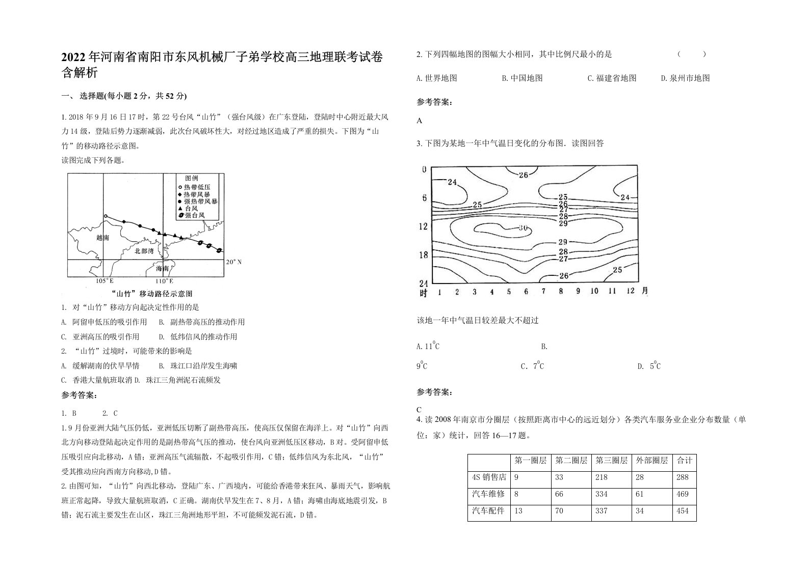 2022年河南省南阳市东风机械厂子弟学校高三地理联考试卷含解析