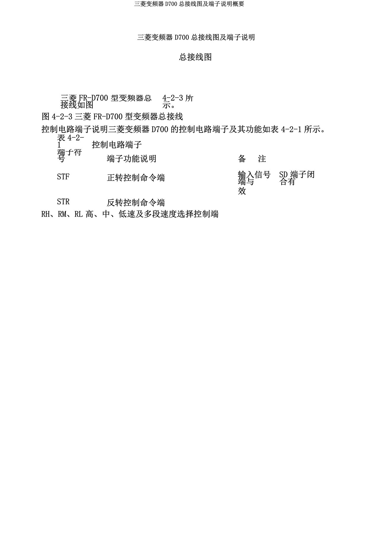 三菱变频器D700总接线图及端子说明概要