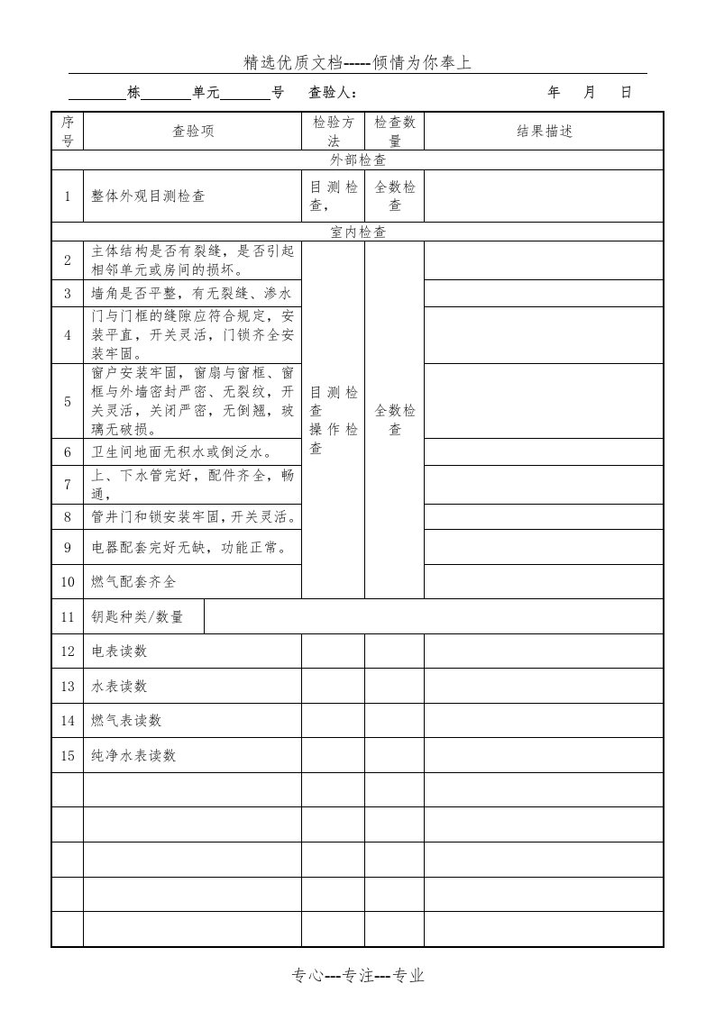 旧小区物业接管查验表36个(共67页)