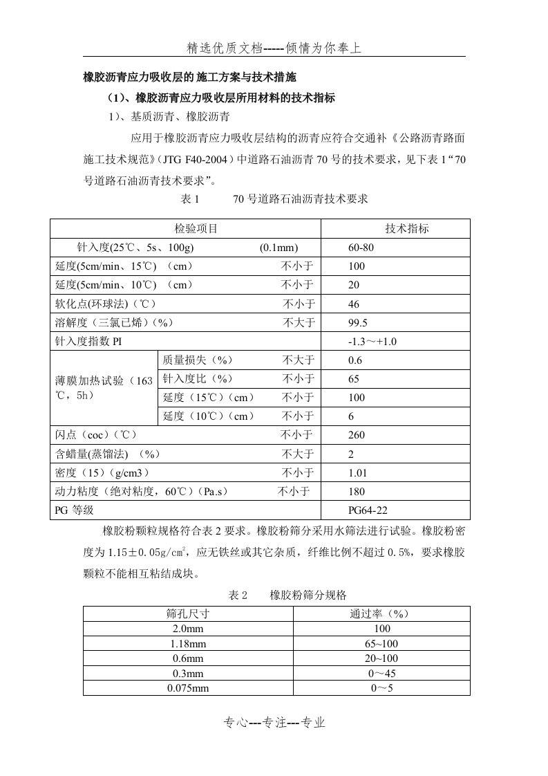 橡胶沥青应力吸收层的施工工艺(共5页)