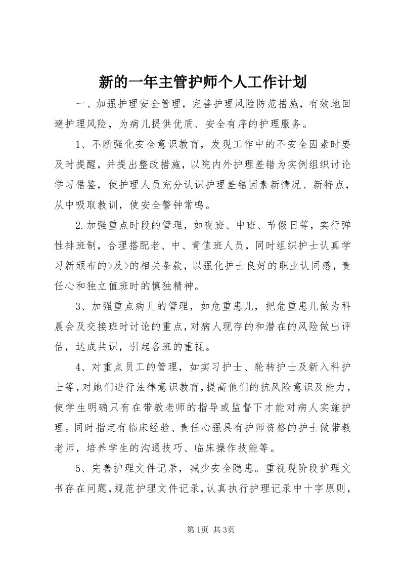 7新的一年主管护师个人工作计划