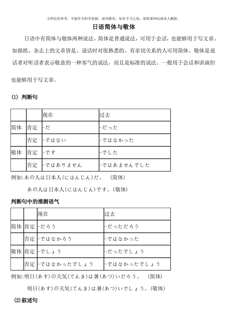 2020年日语中简体与敬体总结