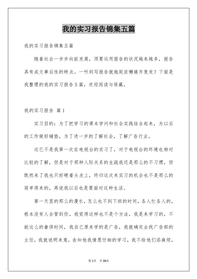 我的实习报告锦集五篇