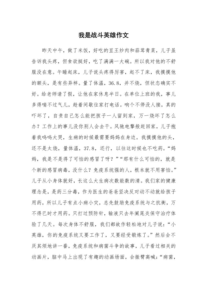 我是战斗英雄作文