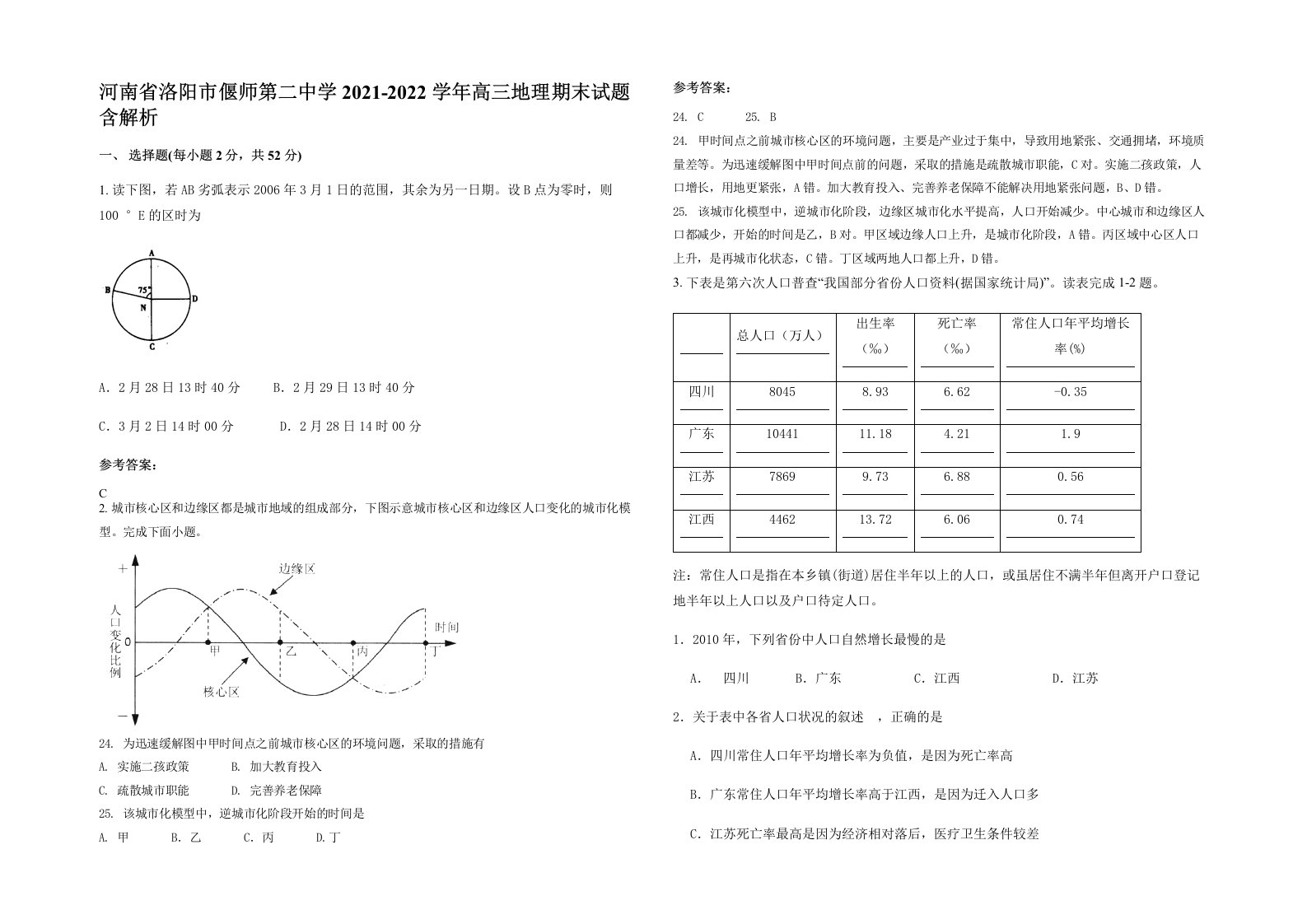 河南省洛阳市偃师第二中学2021-2022学年高三地理期末试题含解析