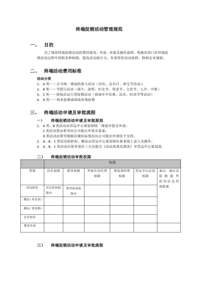 终端门店促销活动管理规范