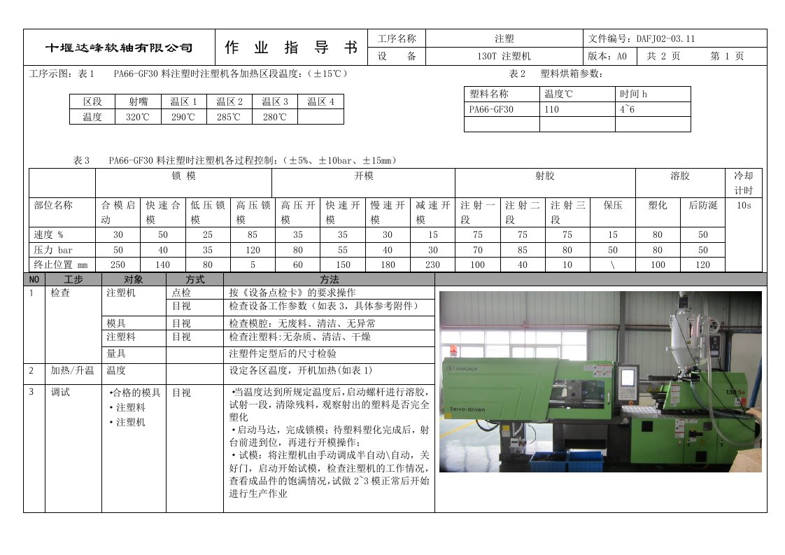 注塑机作业指导书