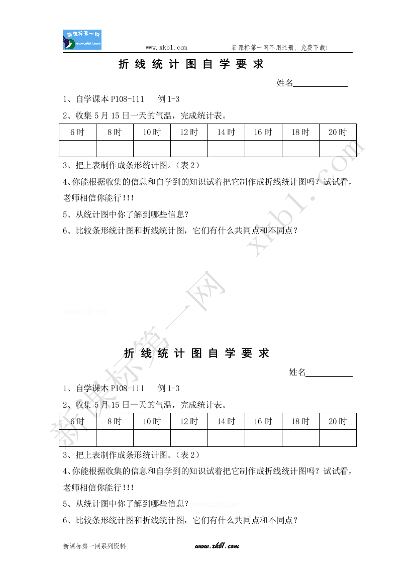 【小学中学教育精选】折线统计图自学要求1