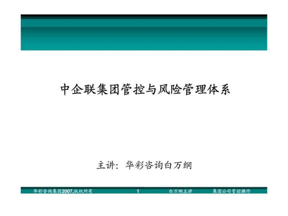 中企联集团管控与风险管理体系