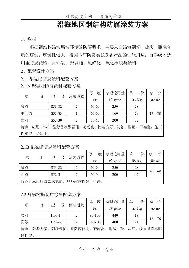 沿海地区钢结构防腐涂装方案(共3页)