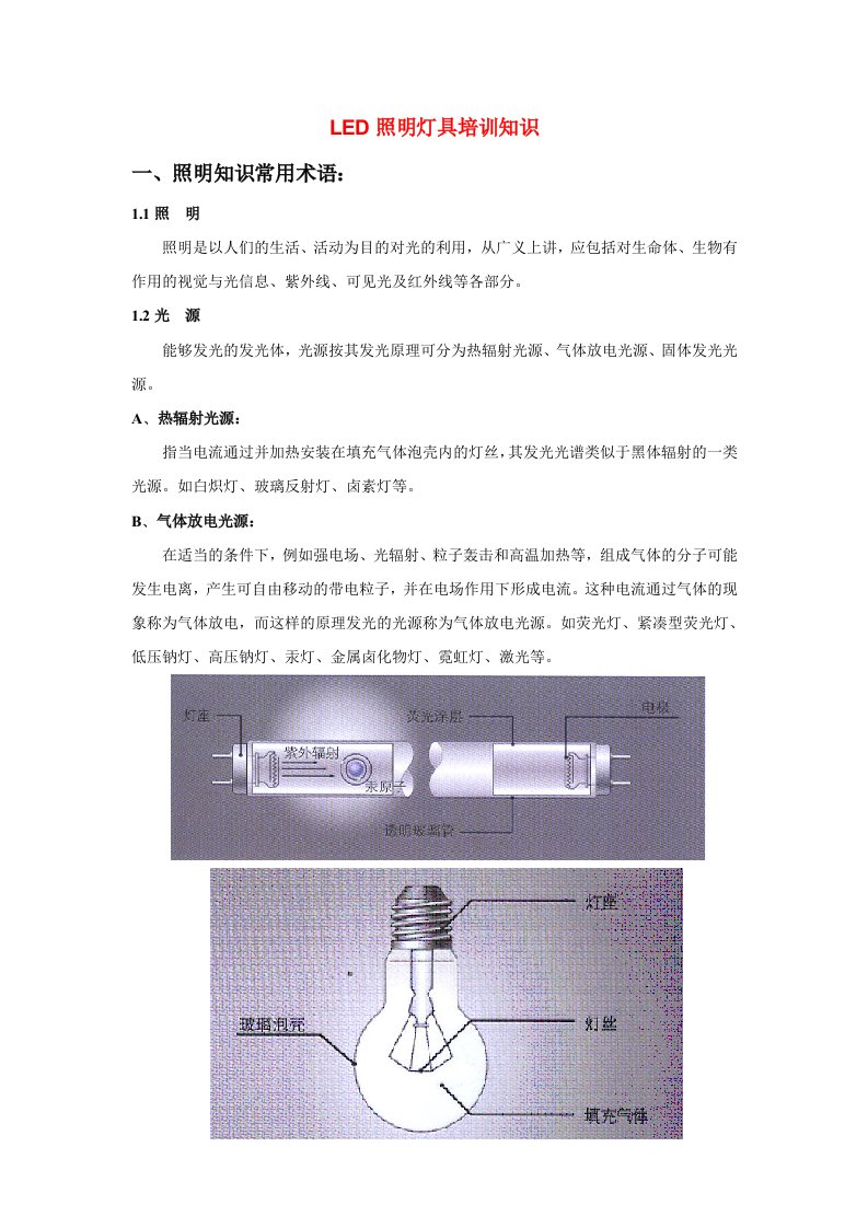 LED照明灯具培训知识