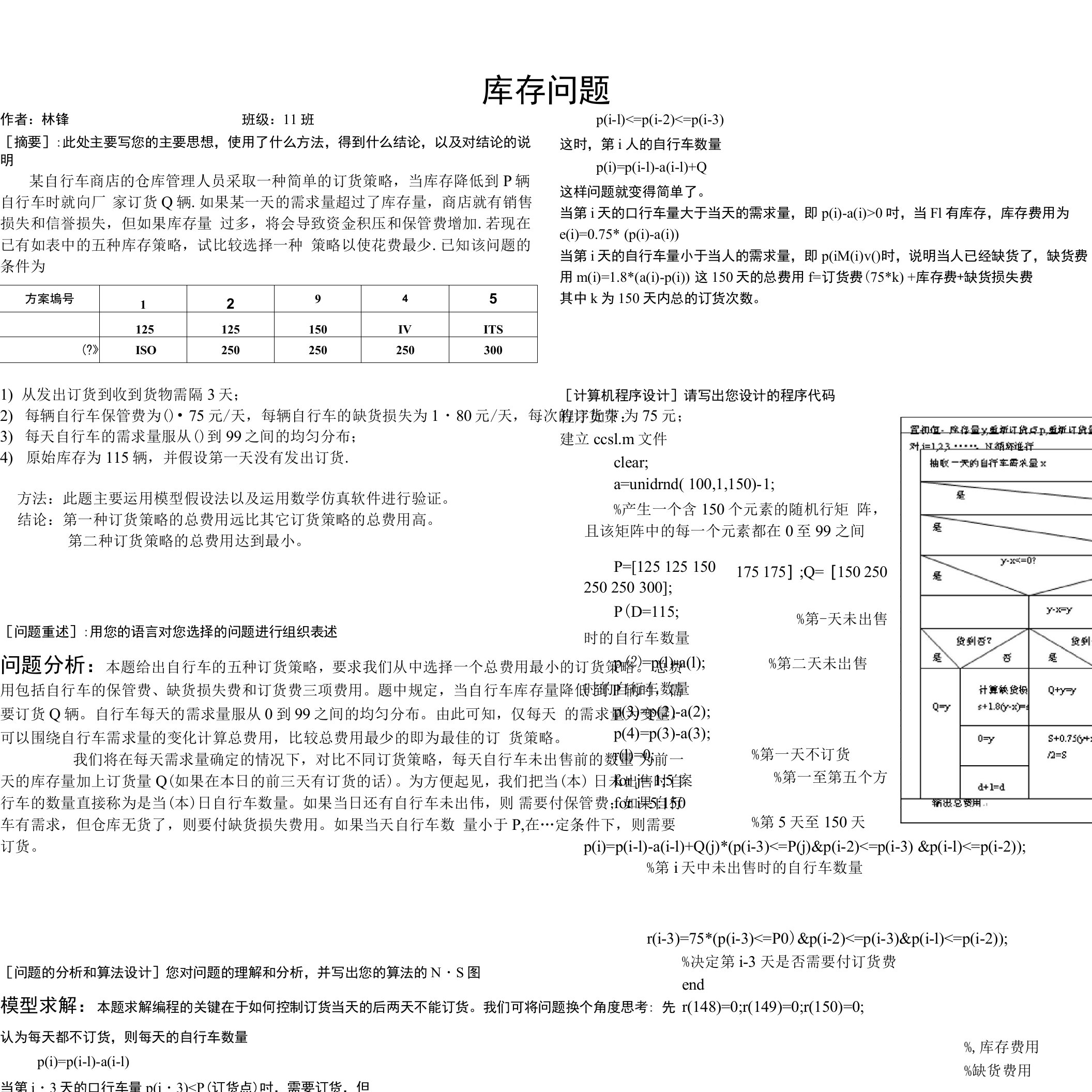 数学论文--库存问题