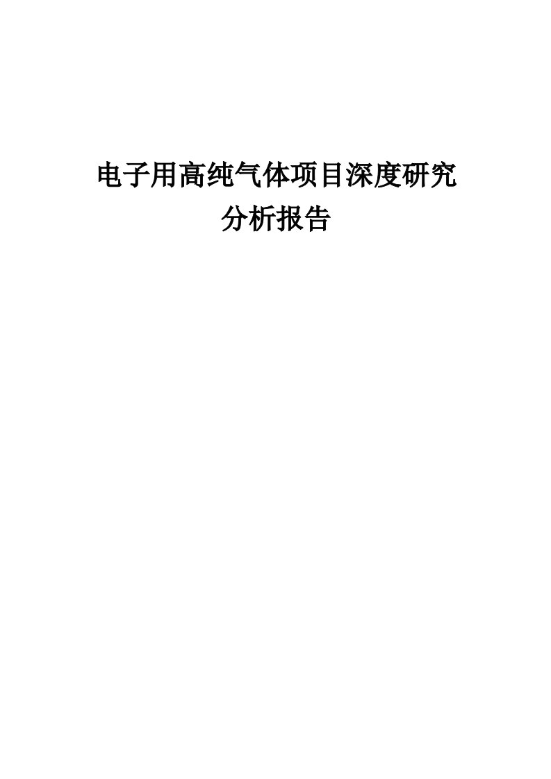 2024年电子用高纯气体项目深度研究分析报告