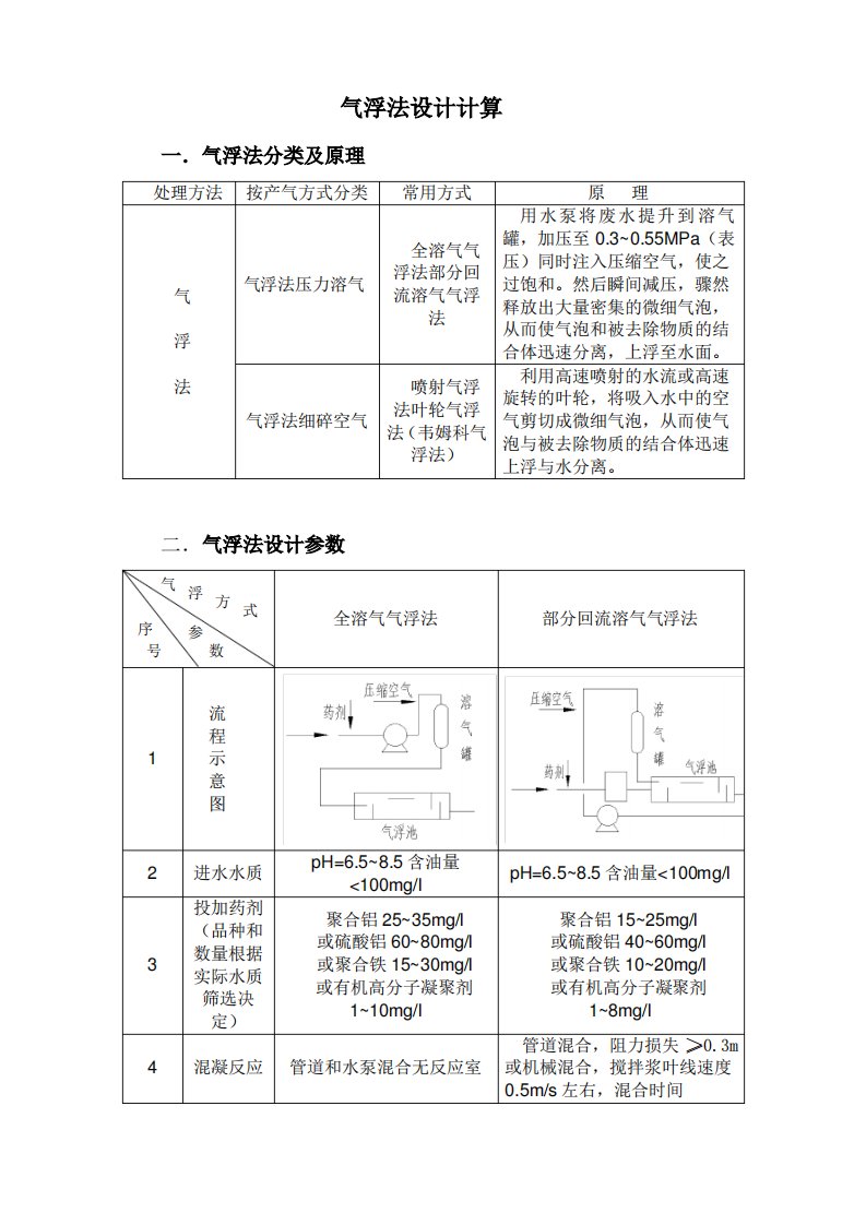 气浮法设计计算