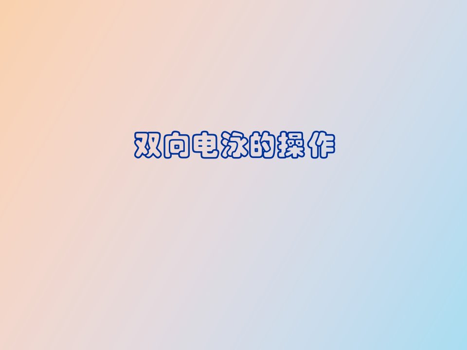 双向电泳的操作