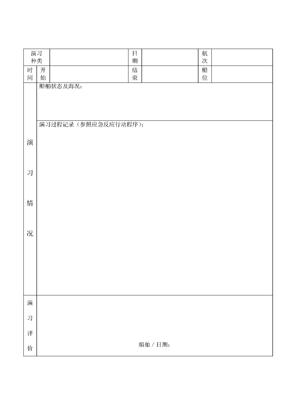 6、船舶应急演习记录