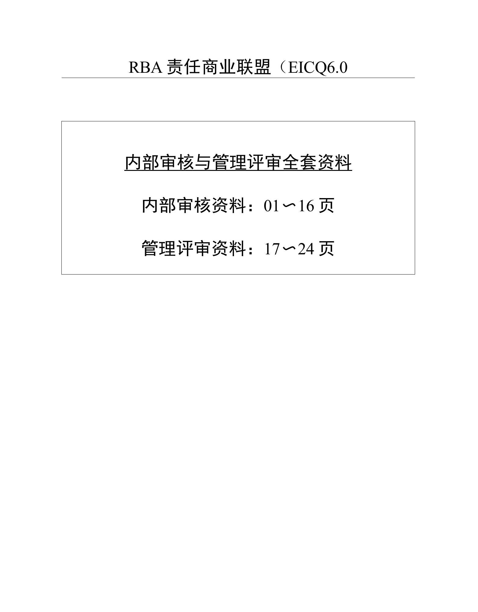 RBA60责任商业联盟内部审核和管理评审全套资料