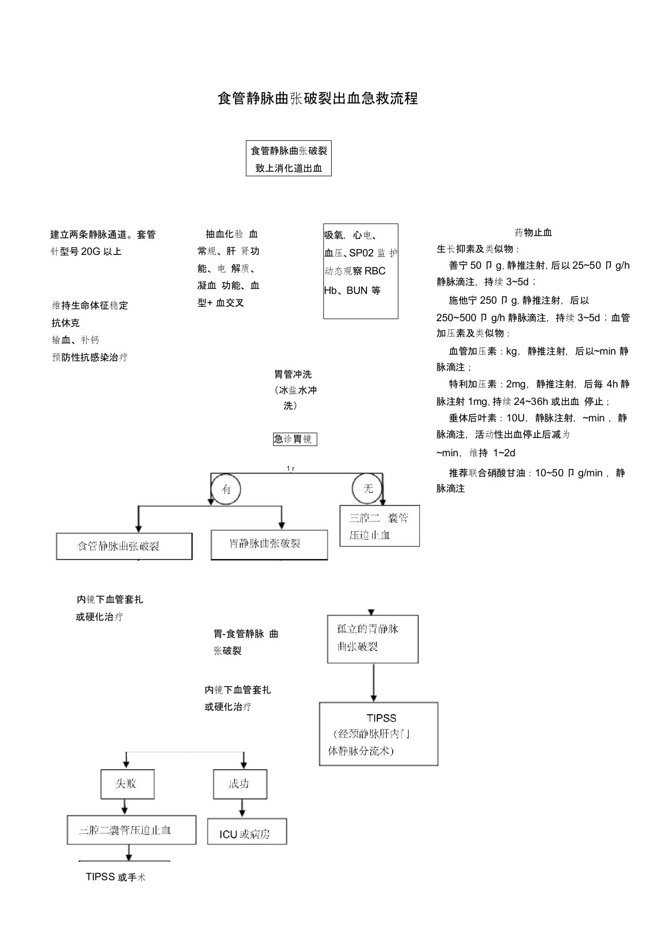 食管胃底静脉曲张破裂出血急救流程